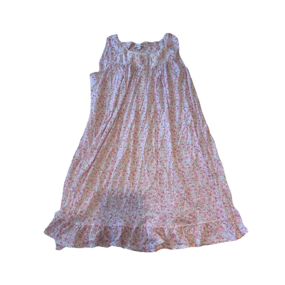 NWT Eileen West Floral Pink Cotton Modal Sleeveless Chemise Nightgown Medium - Picture 6 of 8